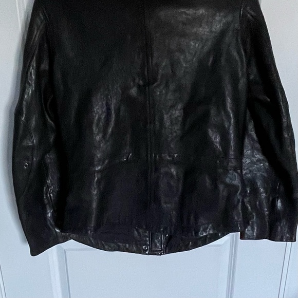 Andrew Marc wide collar zip genuine real Leather Jacket women’s black - Picture 9 of 14
